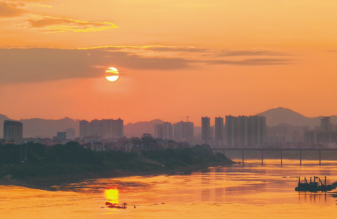 秋賞夕陽晚霞